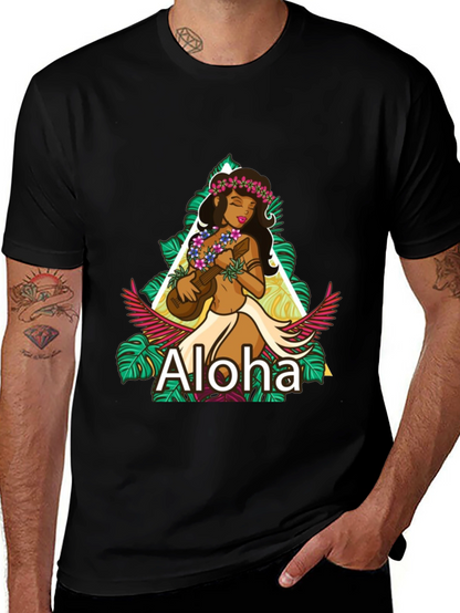 Camiseta Negra Aloha Hawaiana