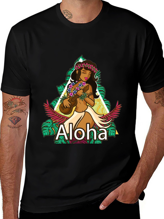 Camiseta Negra Aloha Hawaiana