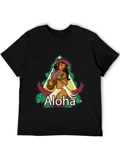 Camiseta Negra Aloha Hawaiana