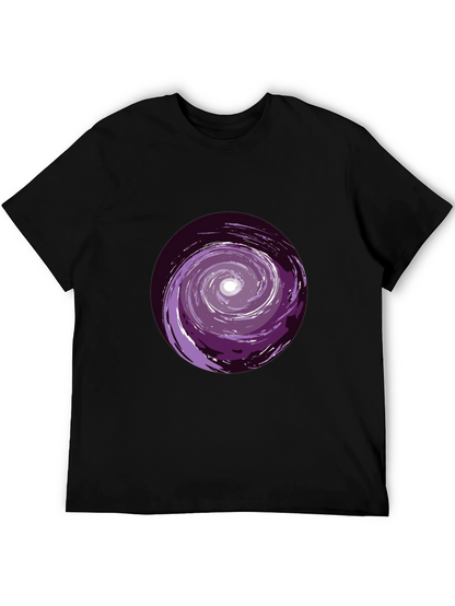 Camiseta Negra con Espiral Morado Abstracto