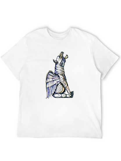 Camiseta Negra con Diseño de Lobo Alado Artístico