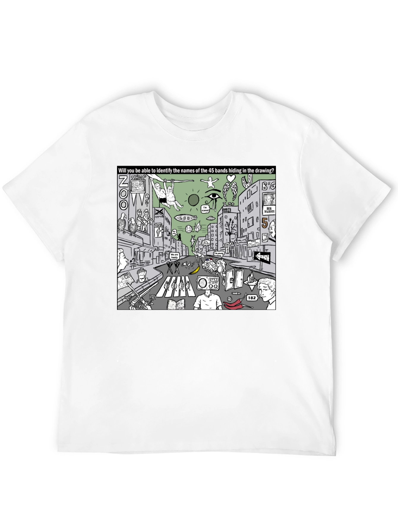 Camiseta Hombre Negra con Diseño de Bandas Musicales