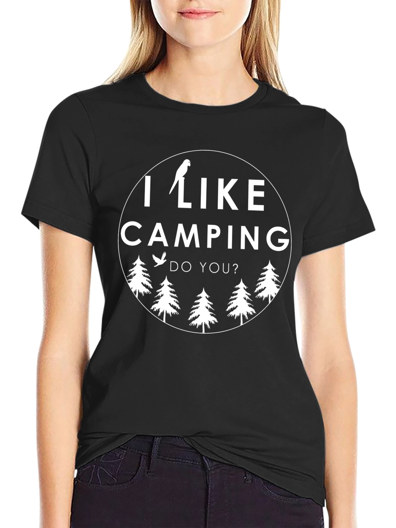 Camiseta Negra Unisex: I Like Camping Do You?