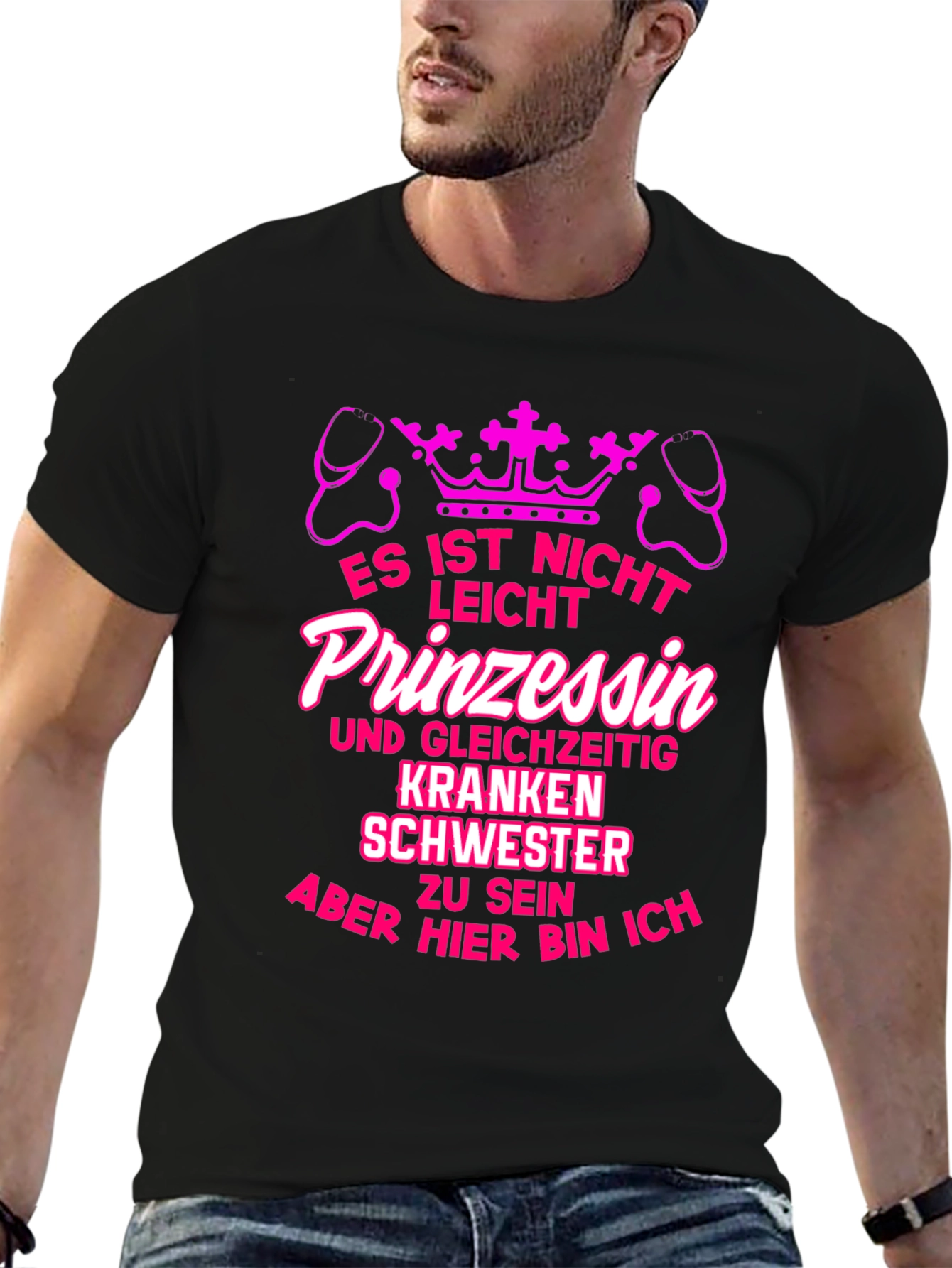 Camiseta Negra Impresión Princesa Enfermera