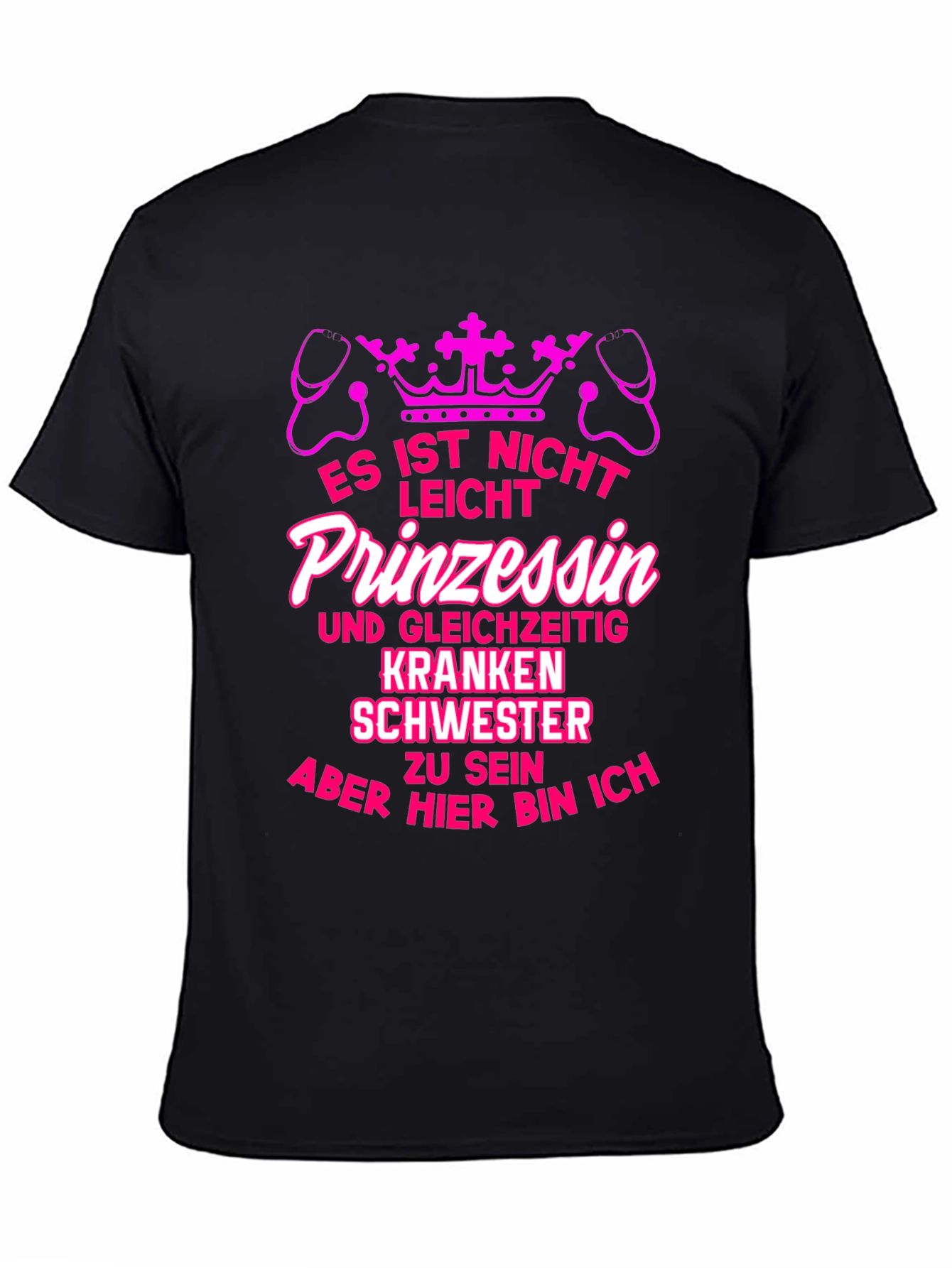 Camiseta Negra Impresión Princesa Enfermera