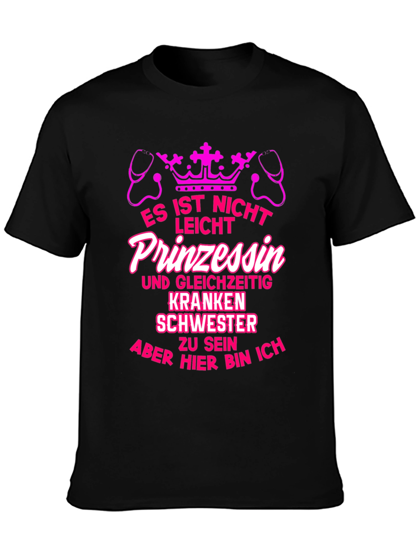 Camiseta Negra Impresión Princesa Enfermera
