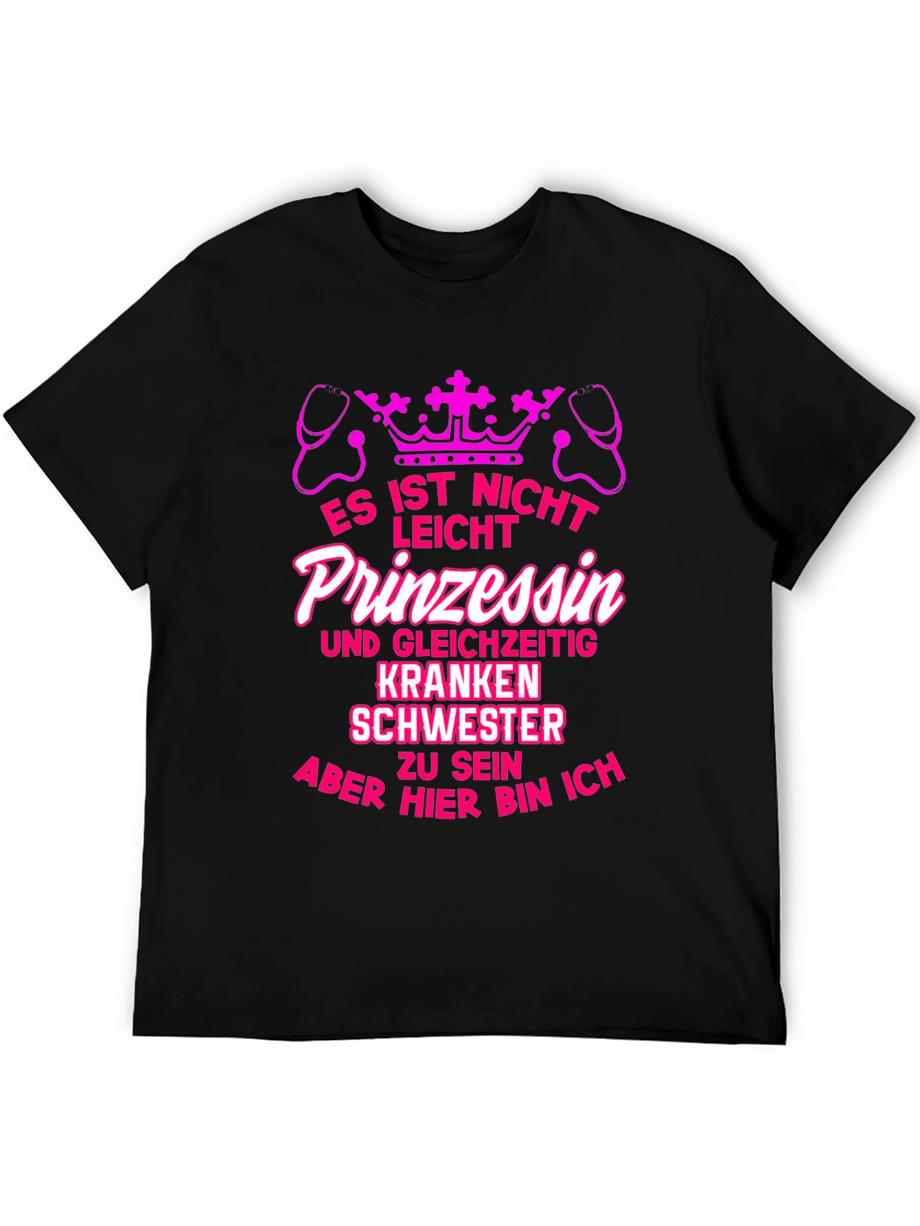 Camiseta Negra Impresión Princesa Enfermera