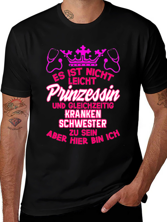 Camiseta Negra Impresión Princesa Enfermera