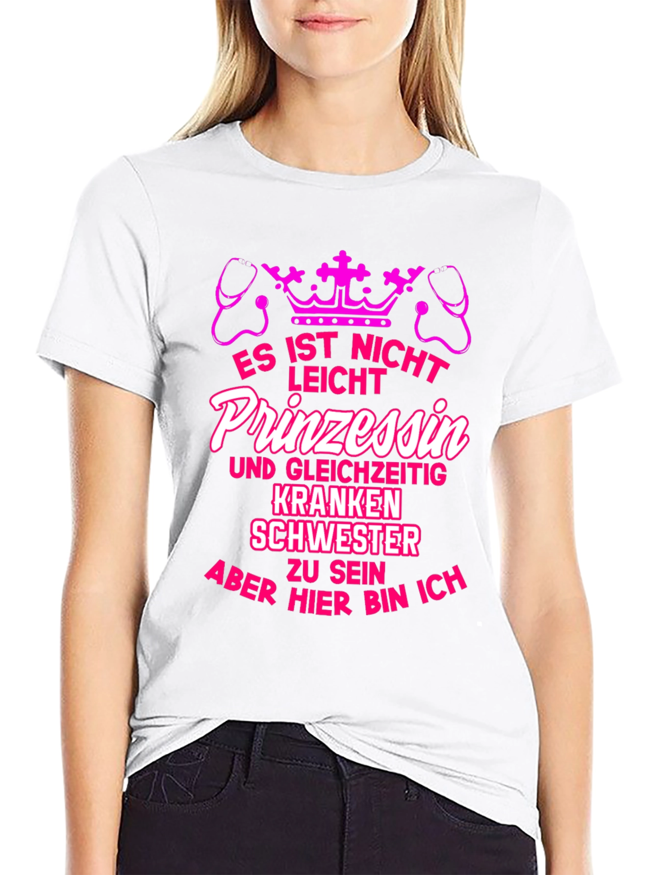 Camiseta Negra Impresión Princesa Enfermera