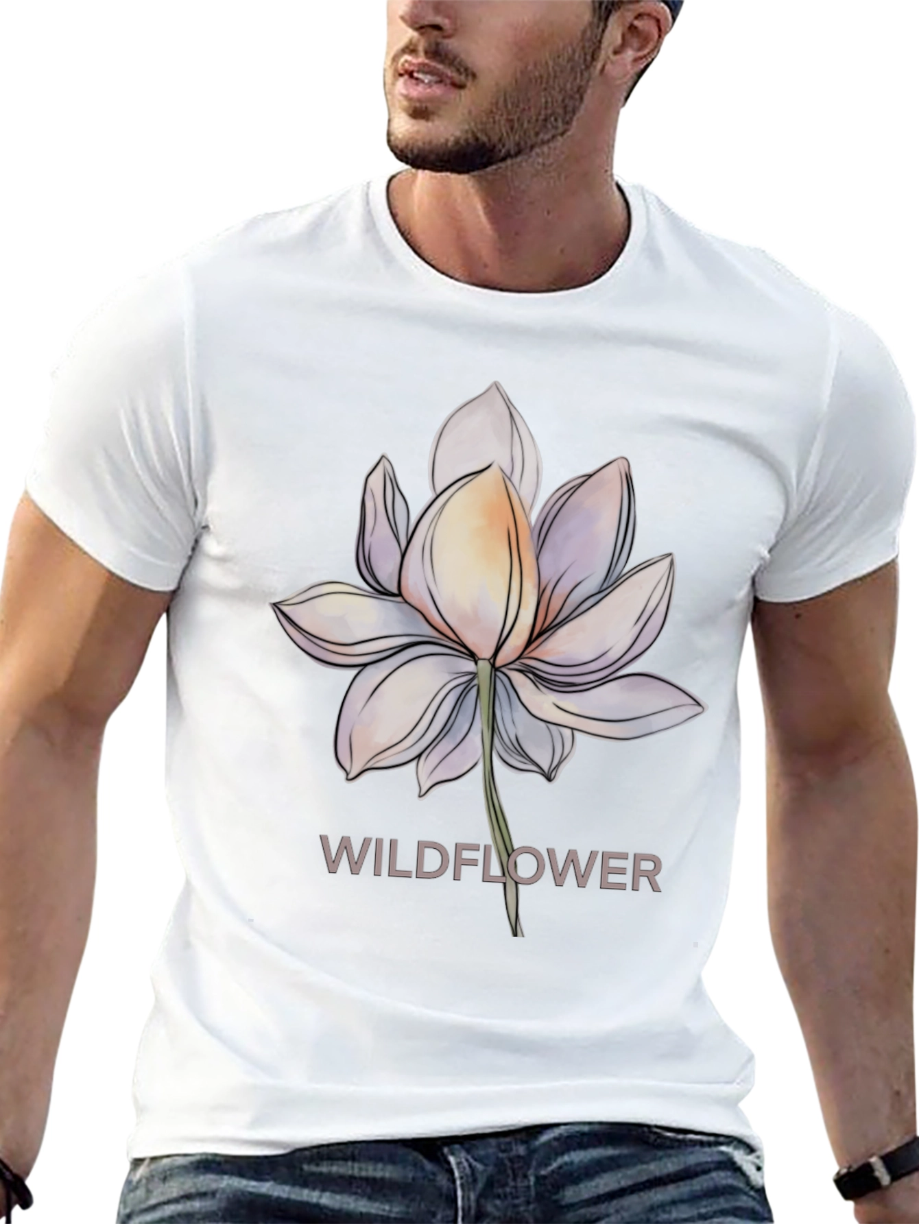 Camiseta Negra con Diseño Floral Wildflower