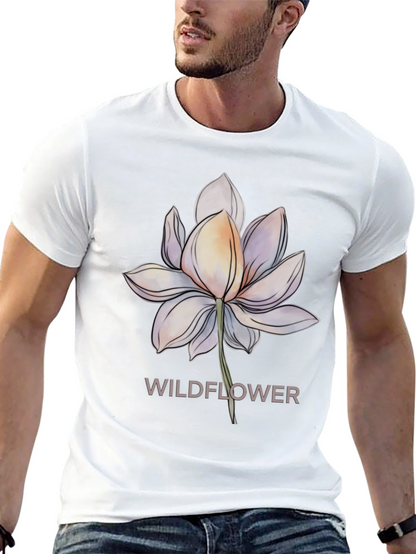 Camiseta Negra con Diseño Floral Wildflower