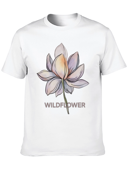 Camiseta Negra con Diseño Floral Wildflower
