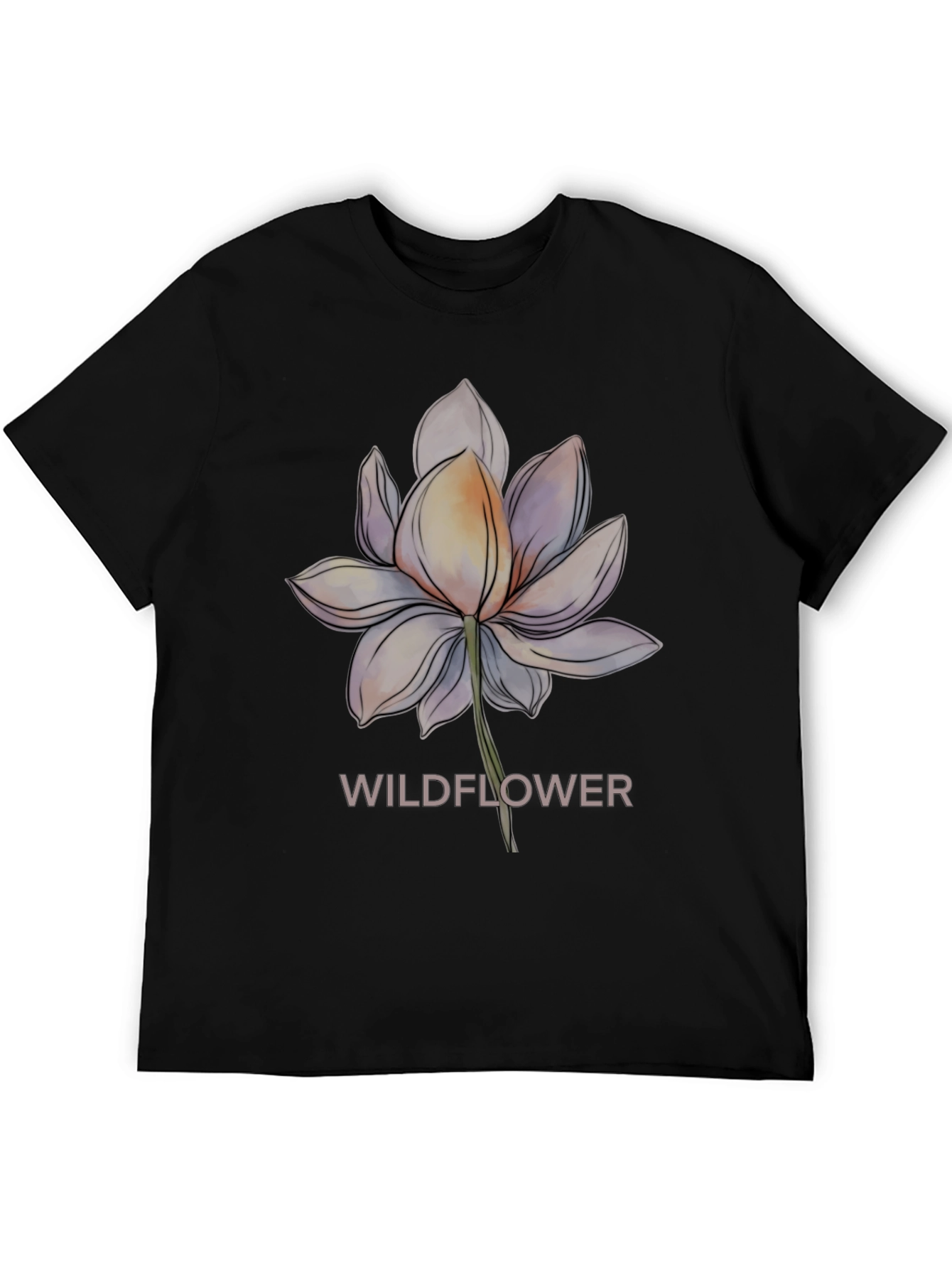 Camiseta Negra con Diseño Floral Wildflower