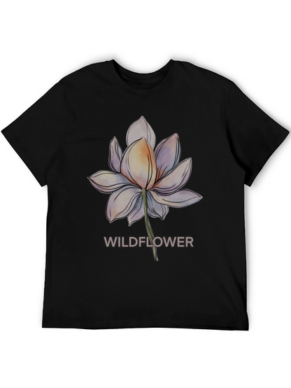 Camiseta Negra con Diseño Floral Wildflower