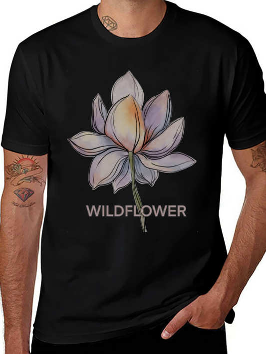 Camiseta Negra con Diseño Floral Wildflower