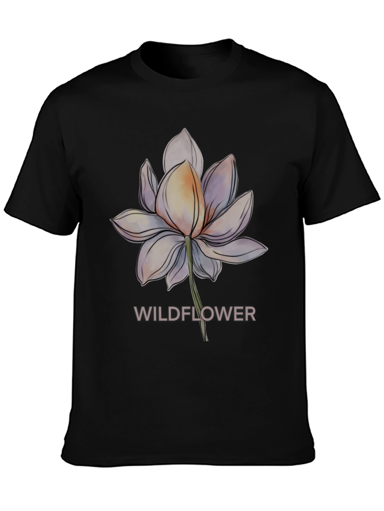 Camiseta Negra con Diseño Floral Wildflower
