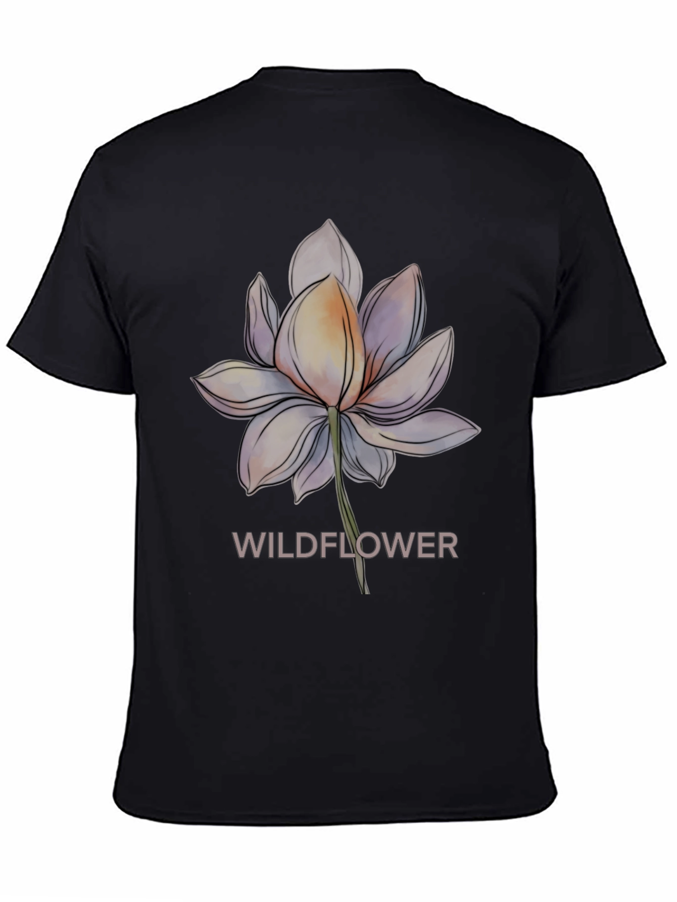 Camiseta Negra con Diseño Floral Wildflower