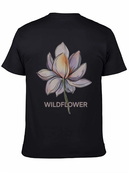 Camiseta Negra con Diseño Floral Wildflower