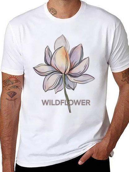 Camiseta Negra con Diseño Floral Wildflower