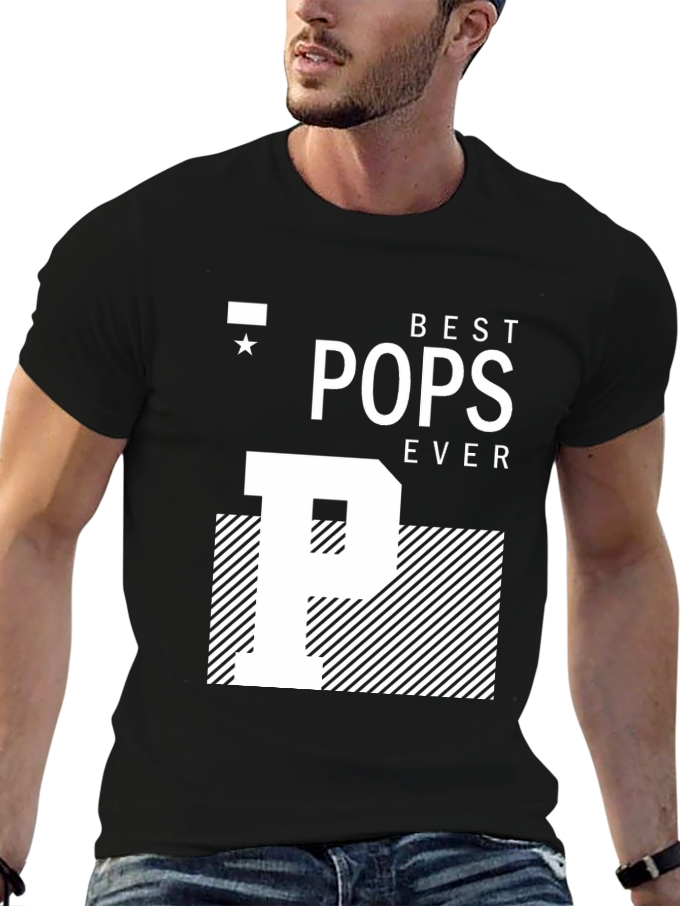 Camiseta Negra Best Pops Ever para Papá