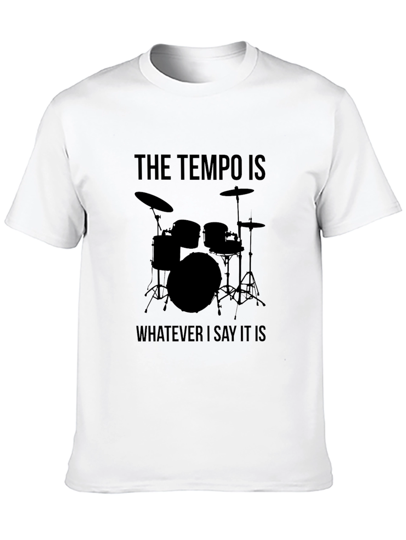 Camiseta Negra con Diseño de Batería para Músicos