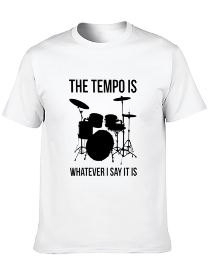 Camiseta Negra con Diseño de Batería para Músicos