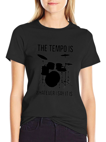Camiseta Negra con Diseño de Batería para Músicos