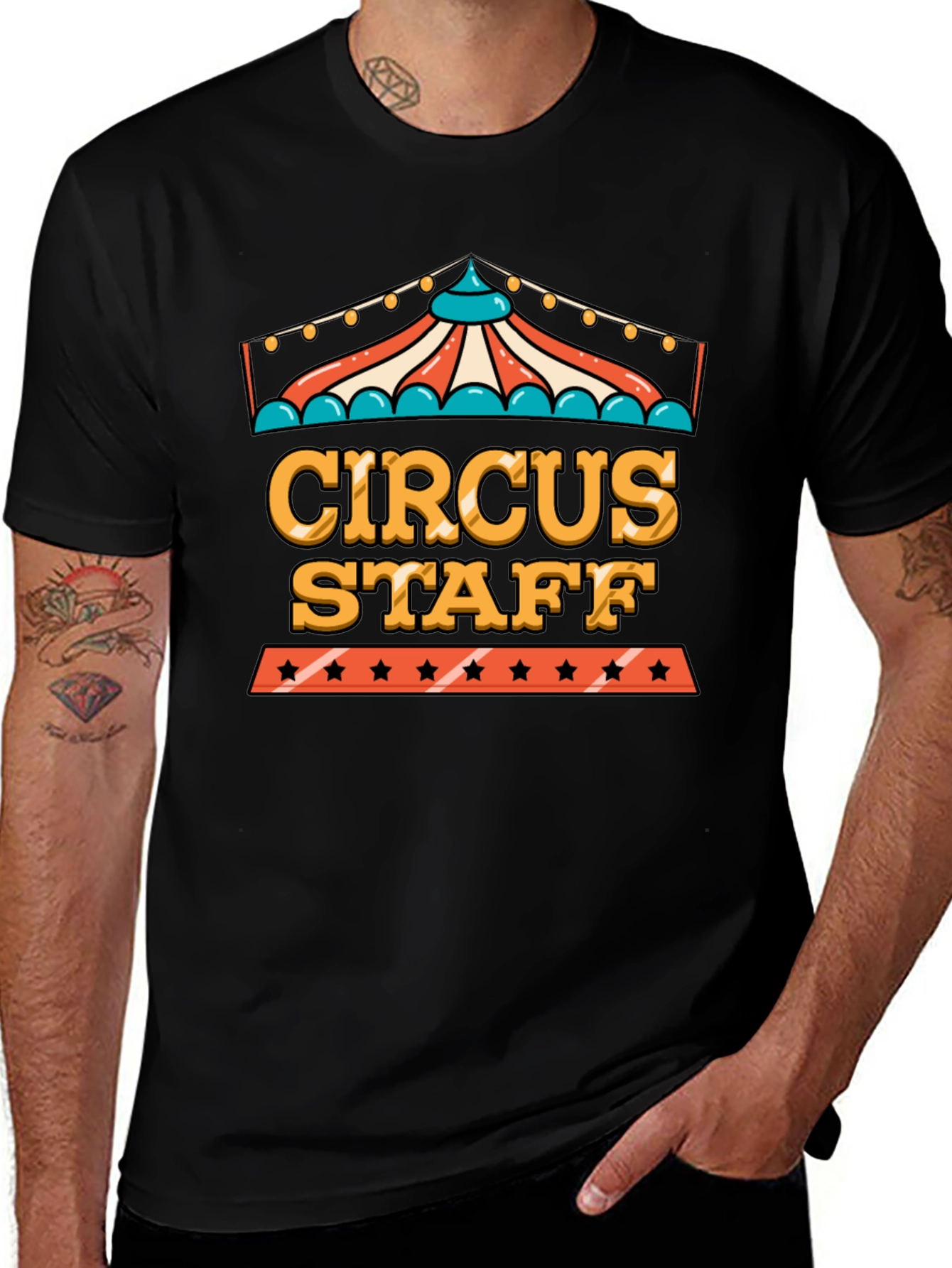 Camiseta Negra Circus Staff - Diseño Divertido