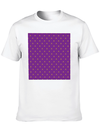 Camiseta Negra Estampado Flor de Lis Morada