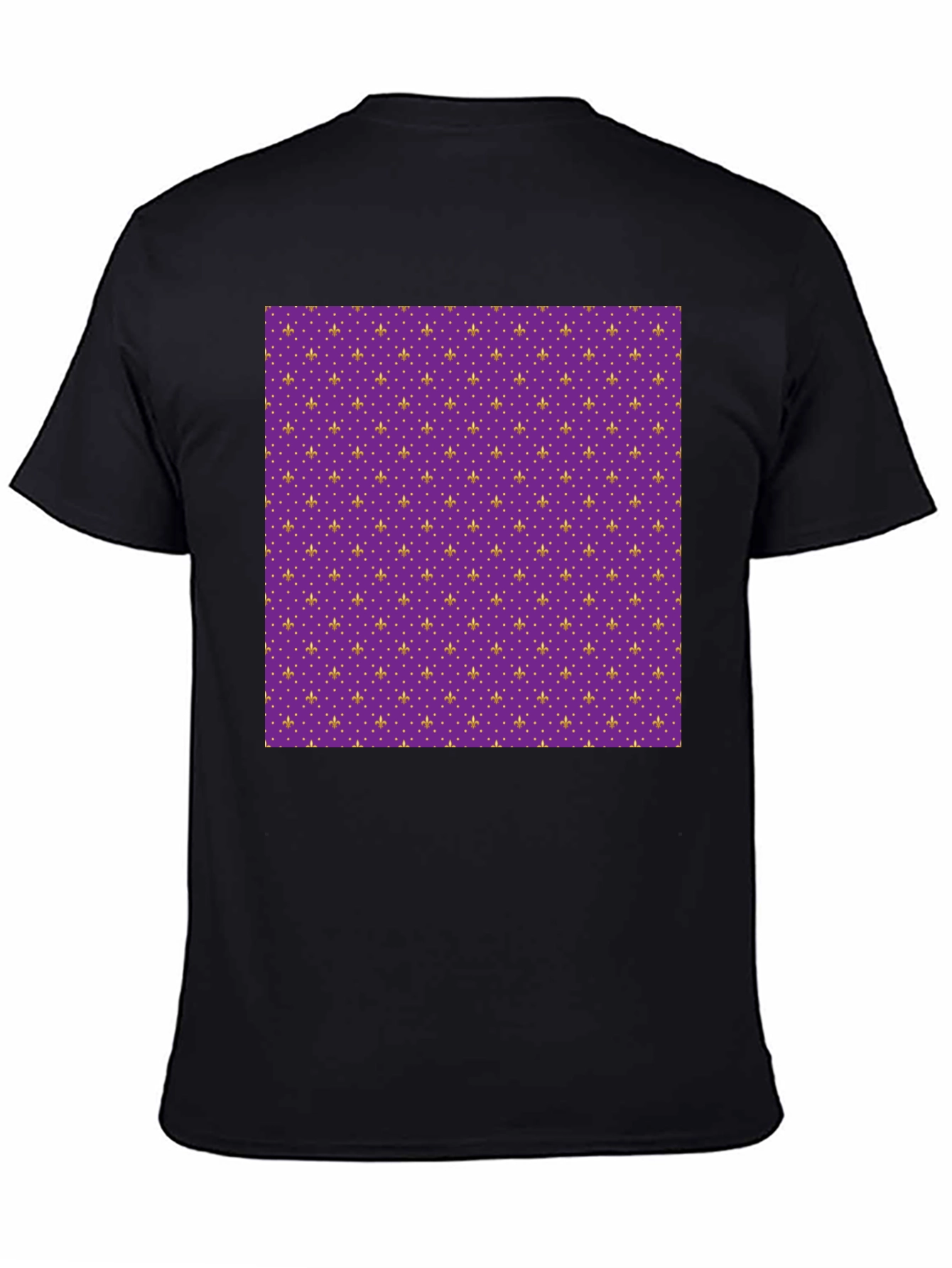 Camiseta Negra Estampado Flor de Lis Morada