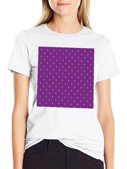 Camiseta Negra Estampado Flor de Lis Morada