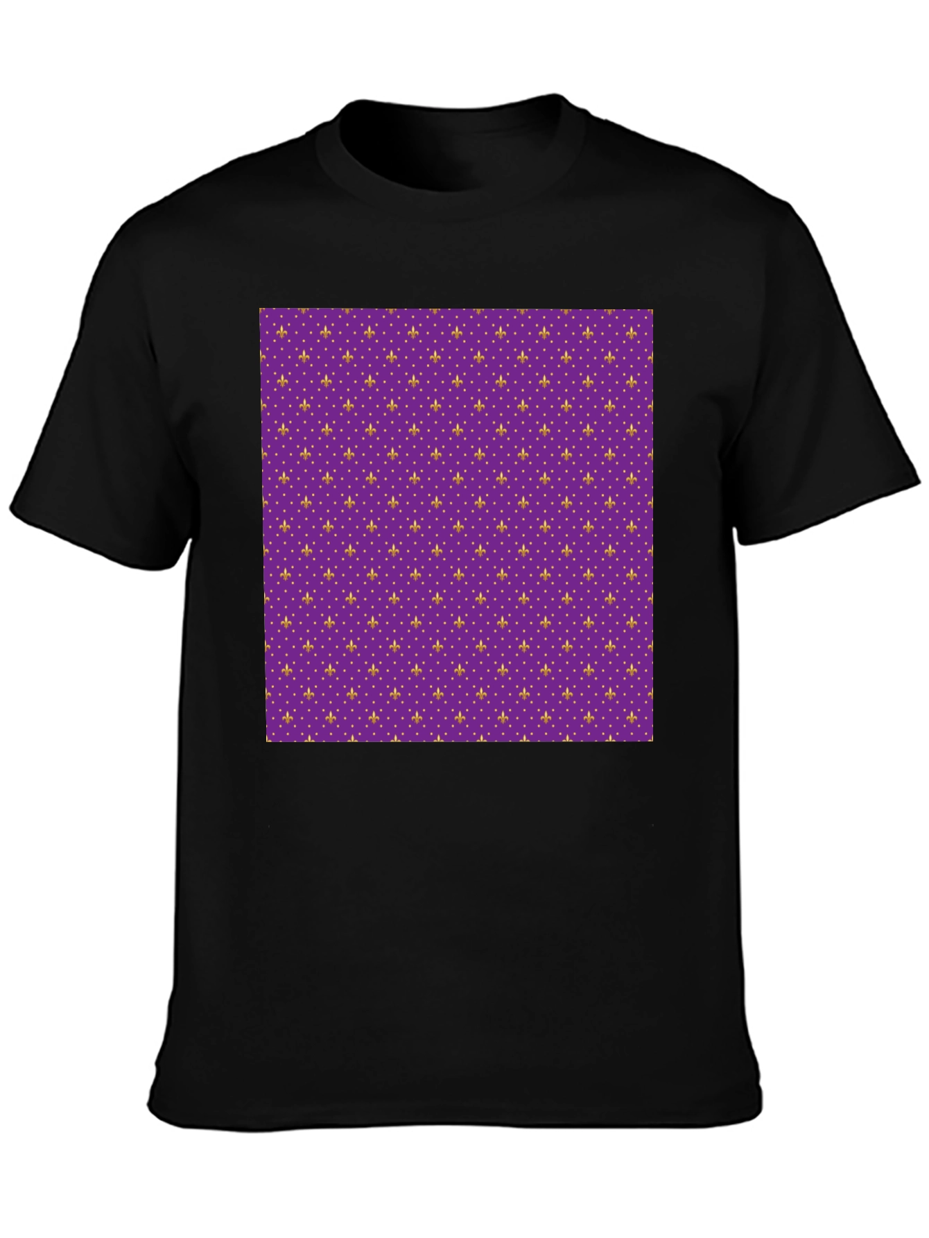 Camiseta Negra Estampado Flor de Lis Morada