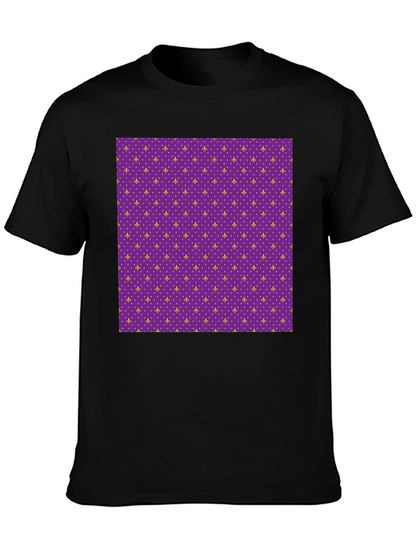 Camiseta Negra Estampado Flor de Lis Morada