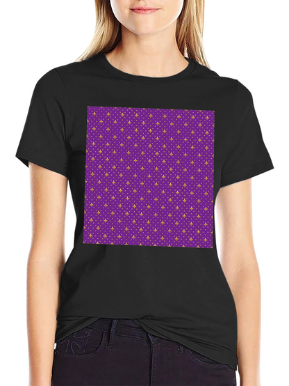 Camiseta Negra Estampado Flor de Lis Morada