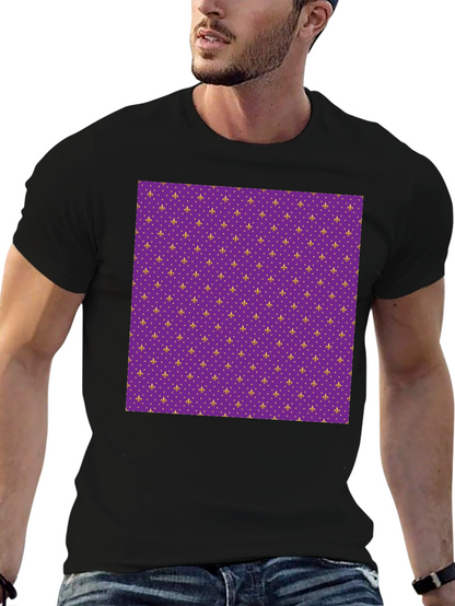Camiseta Negra Estampado Flor de Lis Morada