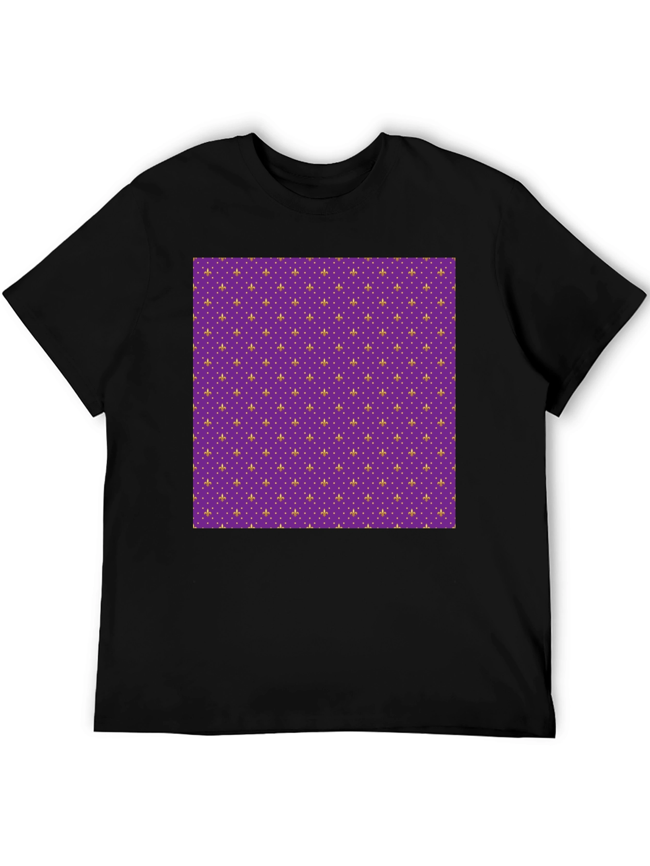 Camiseta Negra Estampado Flor de Lis Morada