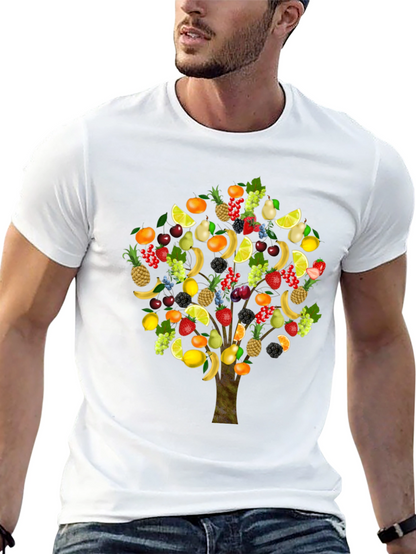 Camiseta Negra con Árbol Frutal Divertido