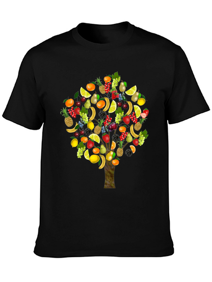 Camiseta Negra con Árbol Frutal Divertido