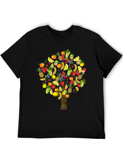 Camiseta Negra con Árbol Frutal Divertido
