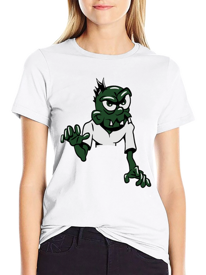 Camiseta Negra con Diseño de Zombie Divertido