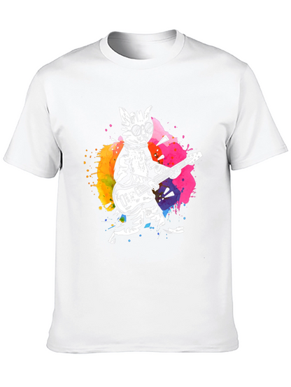 Camiseta Negra con Diseño de Gato Rockero