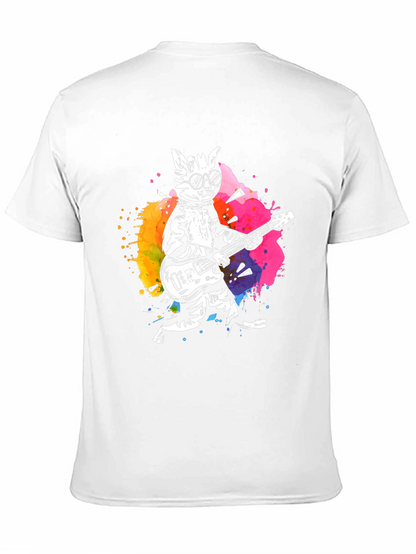 Camiseta Negra con Diseño de Gato Rockero