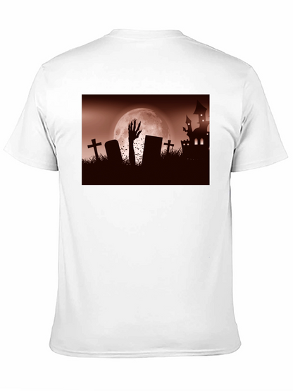 Camiseta Negra Halloween Cementerio y Mano Zombie