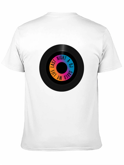 Camiseta Negra con Diseño de Vinilo Musical