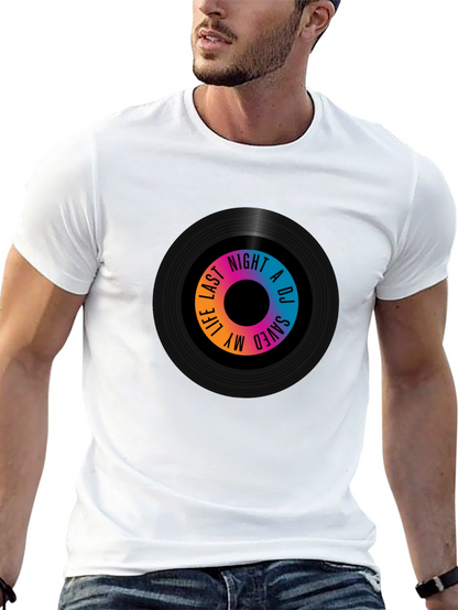 Camiseta Negra con Diseño de Vinilo Musical