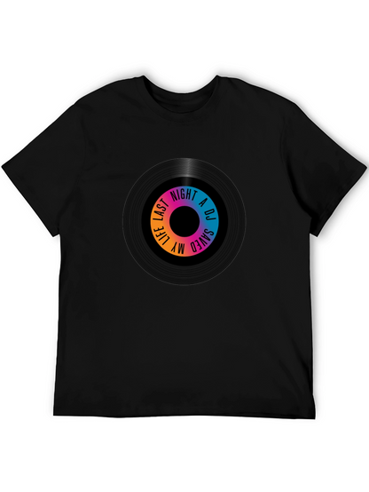 Camiseta Negra con Diseño de Vinilo Musical