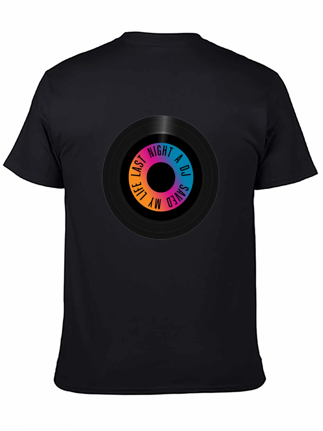 Camiseta Negra con Diseño de Vinilo Musical