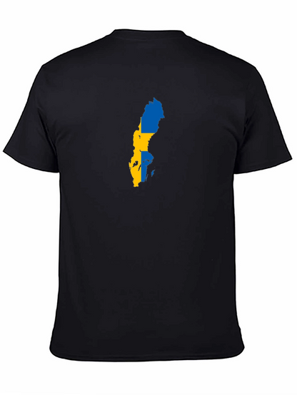 Camiseta Negra Mapa Suecia Hombre