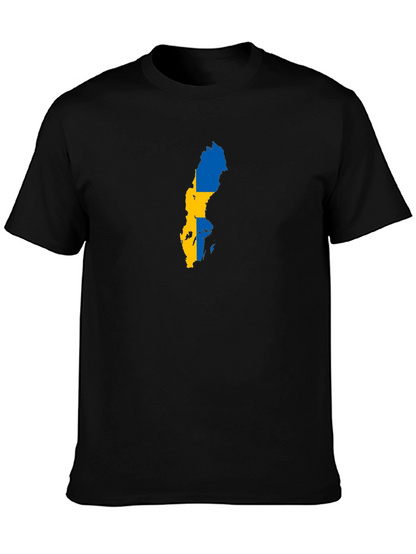 Camiseta Negra Mapa Suecia Hombre