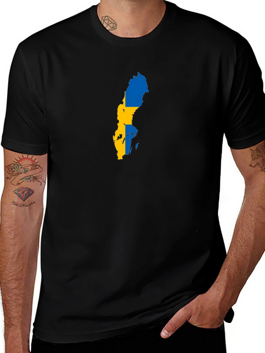 Camiseta Negra Mapa Suecia Hombre